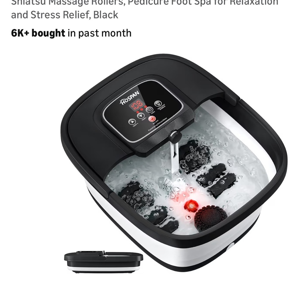 Homedics Black and White Foot Spa with Massage Rollers